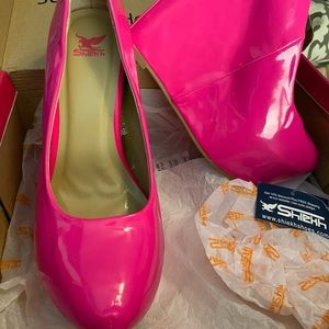 Hot Pink Platform Wedge Heels